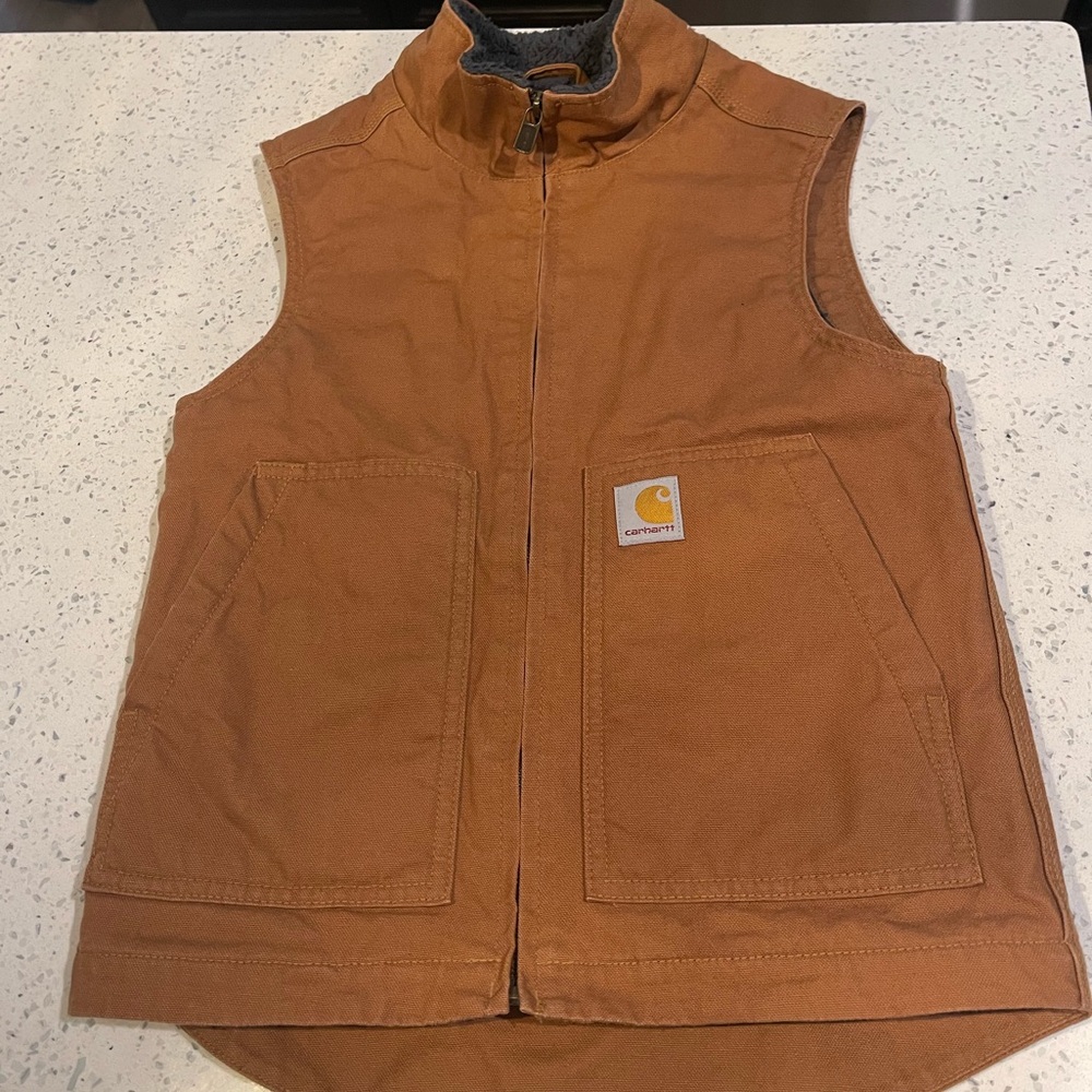 Carhartt Brown Vest size 7-8 Sherpa lined vest